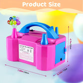 0507TA 600W Portable Electric Balloon Pump - Dual Nozzle Inflator with 2 Tying Tools for Easy Balloon Tying - Perfect for Party Decoration with US Plug and 110V-130V Operating Voltage